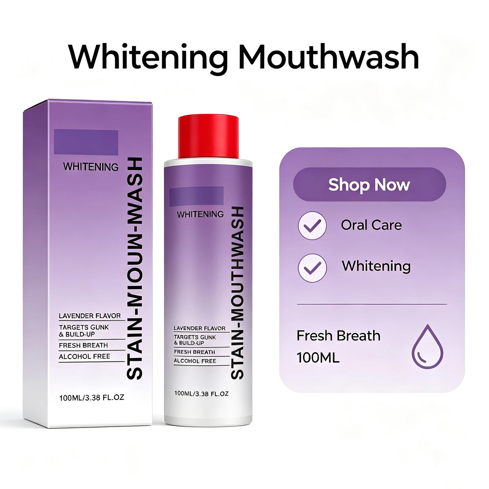 Brightening Mouthwash 3 Pack Stain Removal Teeth Brightening Gentle Gum Care Fresh Breath Daily Oral Care Kit Portable 100ml