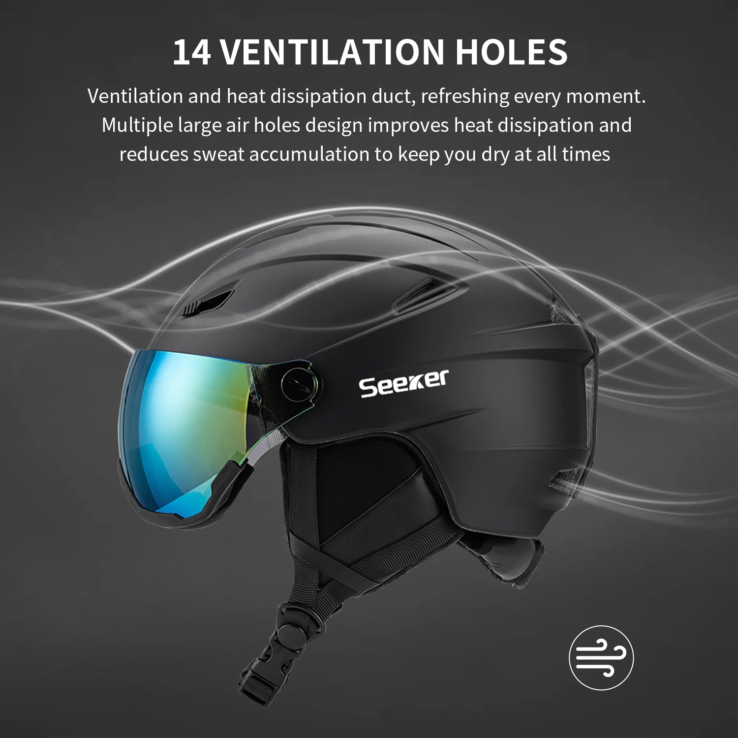 نظارات الثلج من SEEKER خوذة تزلج متكاملة للبالغين من الرجال والنساء في الهواء الطلق، خوذة ثلج دافئة مقاومة للرياح، معدات تزلج #2