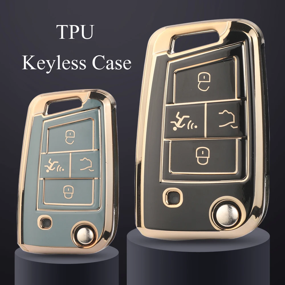 Jingyuqin 4BTN Soft TPU รถรีโมทคอนโทรล Key Case FOB สําหรับ VW Volkswagen อุปกรณ์เสริม Atlas Golf GTI Jetta Tiguan อุปกรณ์เสริม