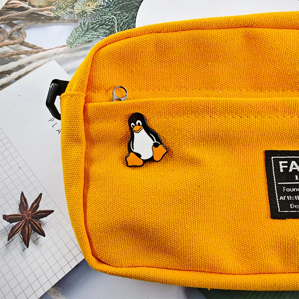 Linux Penguin Tux Enamel Pin Cute Cartoon Animal Brooch Programmer IT Engineer Geek Nerd Badge Jewelry Gift for Backpack Clothes - view 3