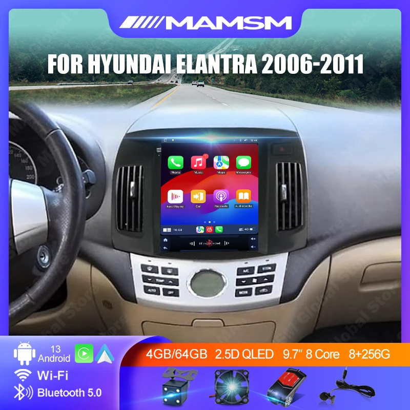 لشركة هيونداي إلنترا 2006 2007 2008 2009 2010 2011 تسلا نمط راديو السيارة الوسائط المتعددة أندرويد Carplay مشغل فيديو واي فاي لتحديد المواقع العرض