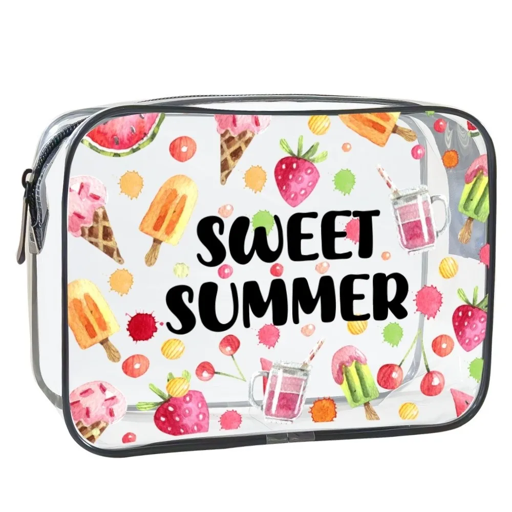 Trendy Large Capacity Makeup Bag Visible Beach Theme Cosmetic Bag Portable Multi-functional Storage Bag for Women