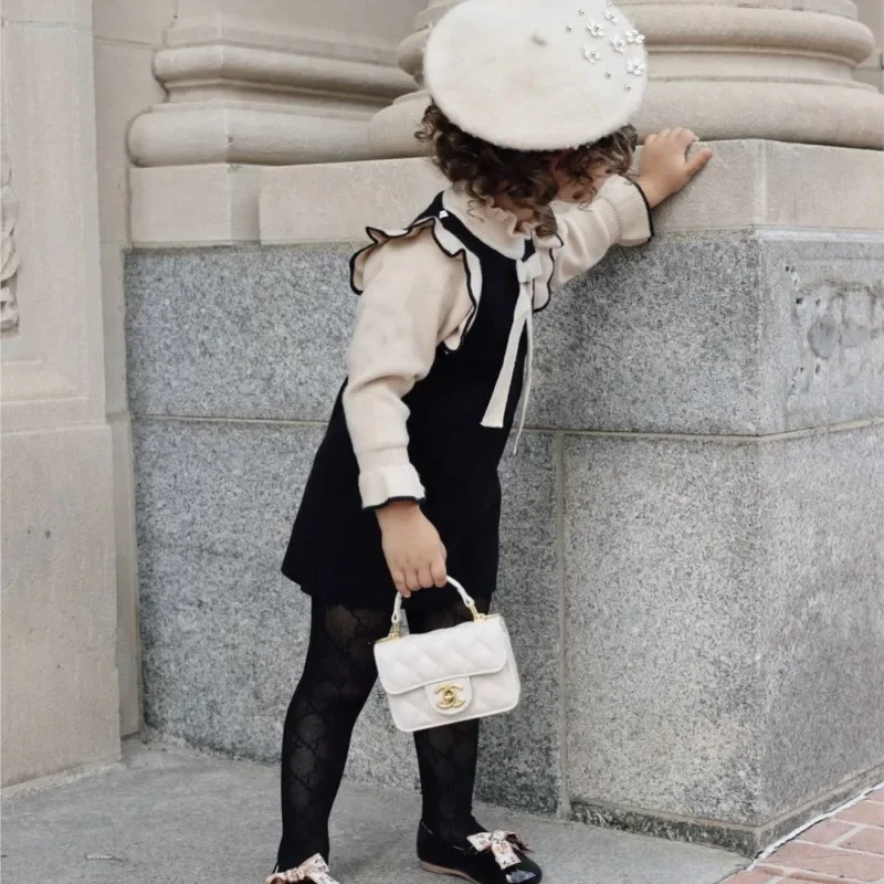 Vestido de suéter con volantes de princesa para bebé, manga larga acampanada, invierno, otoño, primavera, Vestido de punto para niño pequeño, ropa de bebé de 1 a 7 años