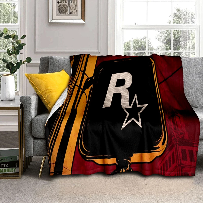 Classics Rockstar Games Logo Soft Blankets,Keep Warm Throw Blanket Comfortable Blanket for Picnic Beds Sofa Home Bedroom Gifts