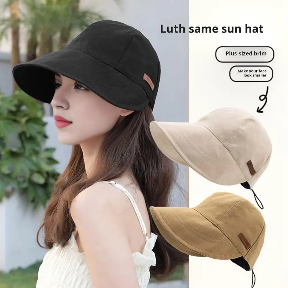 Adjustable Sunhat Sun Protection Wide Brim Outdoor Hat with Ponytail Hole Adjustable Foldable Lightweight Gardening for Women