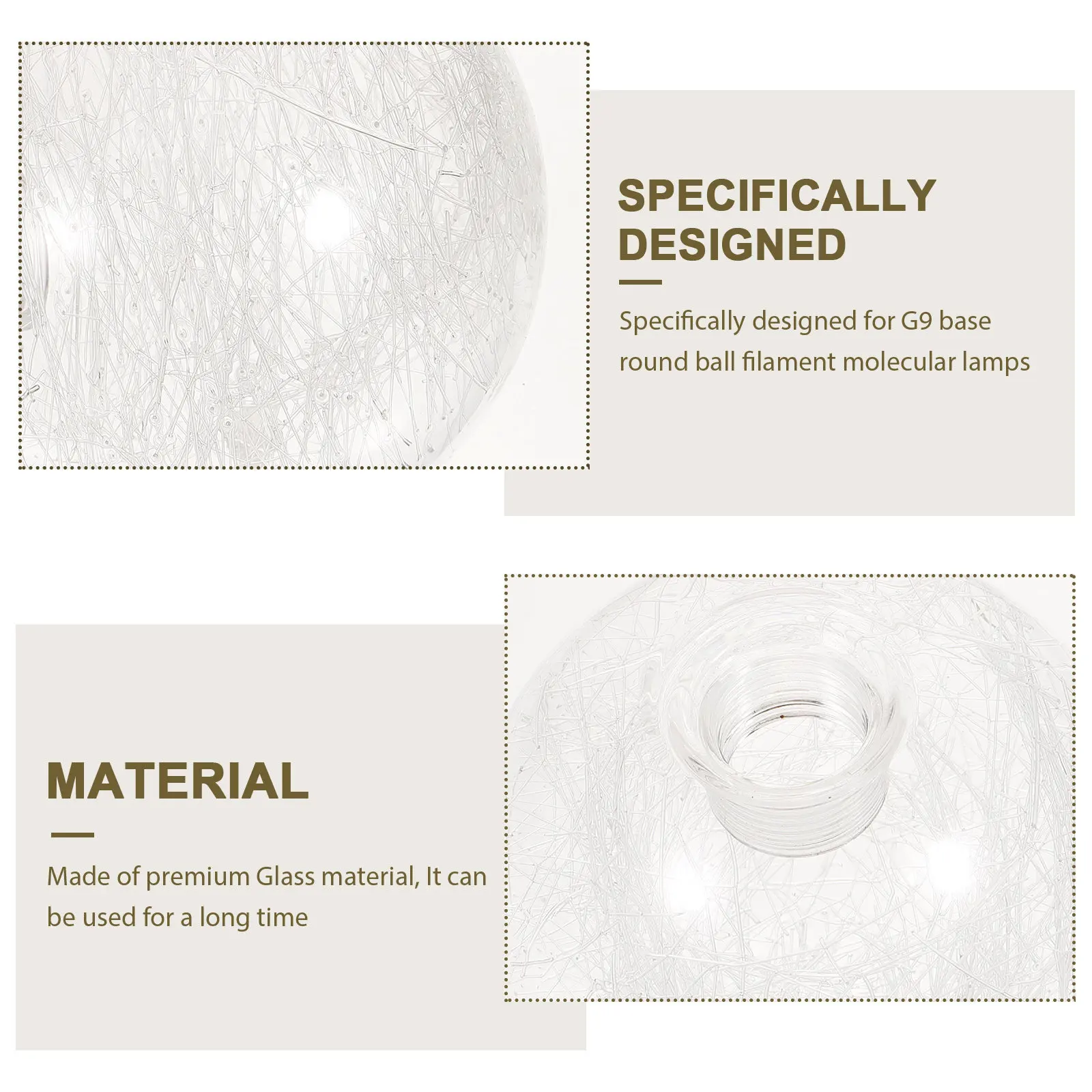 Glass Lamp Shade G9 Base 100Mm Round Clear Glass Replacement Lampshade Pendant Ceiling Light Cover Stable Installation Modern