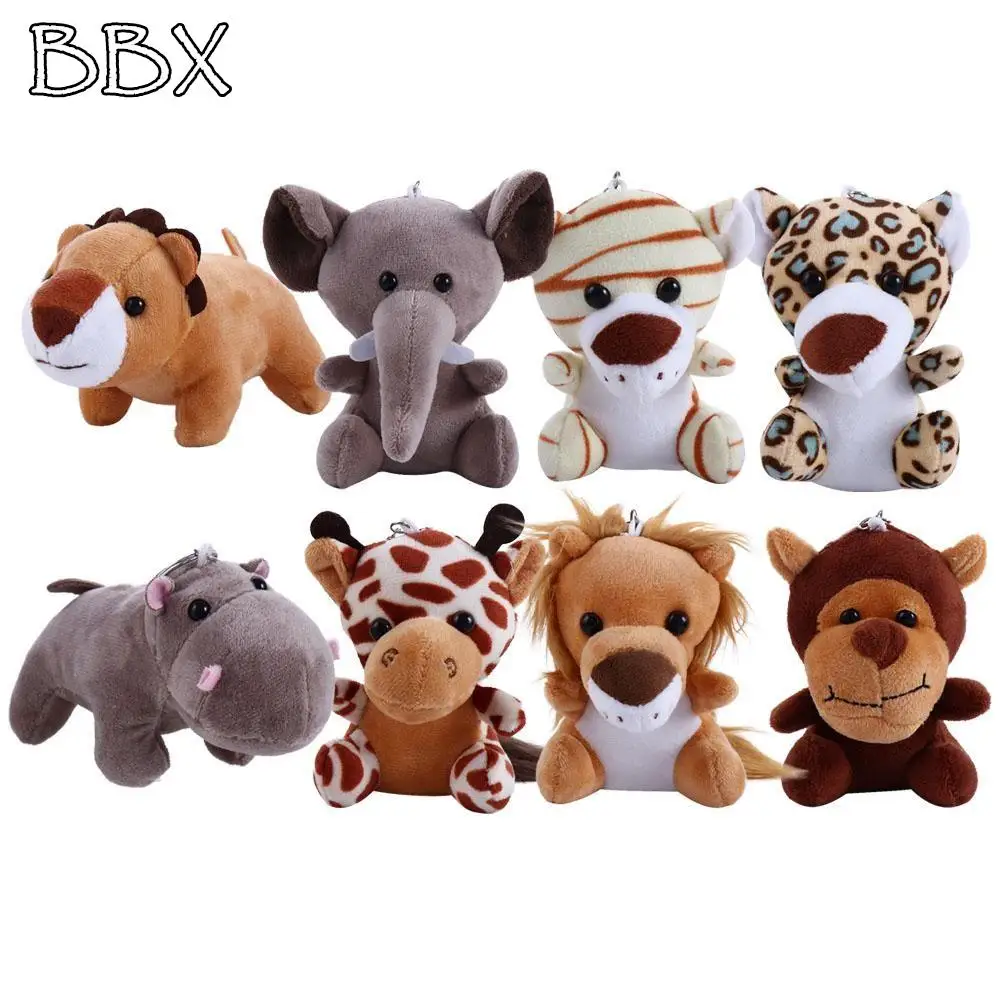 

1PC Plush Lion Tiger Elephant Monkey Leopard Giraffe Doll Keychain Animal Plush Keychain Toy Children's Gift 10cm