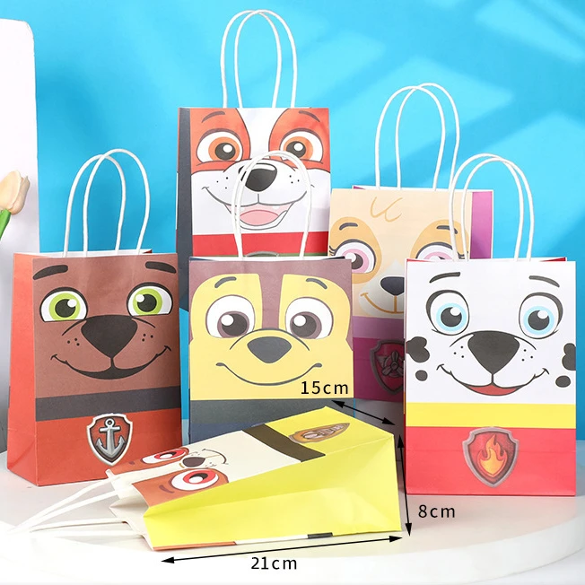 

Paw Patrol Party Vellum Gift Bag Kids Paw Patrol Theme Party Decoration Portable Cake Candy Cookie Collection Kraft Paper Bag