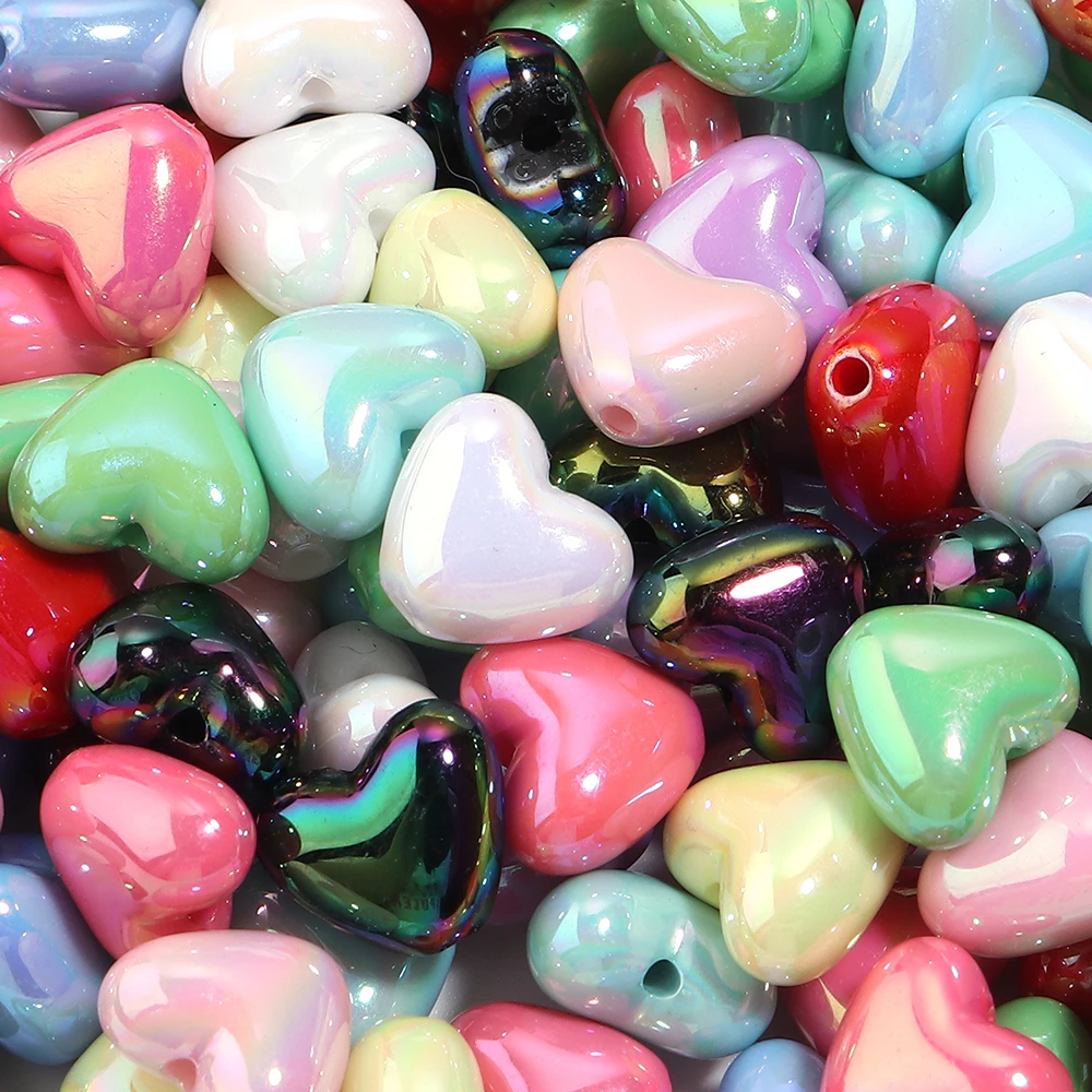 50pcs 9mm Acrylic Colorful Heart Beads Loose Spacer Bead for Handmade Jewelry DIY Bracelet Phone Chain Pendants Materials image 2