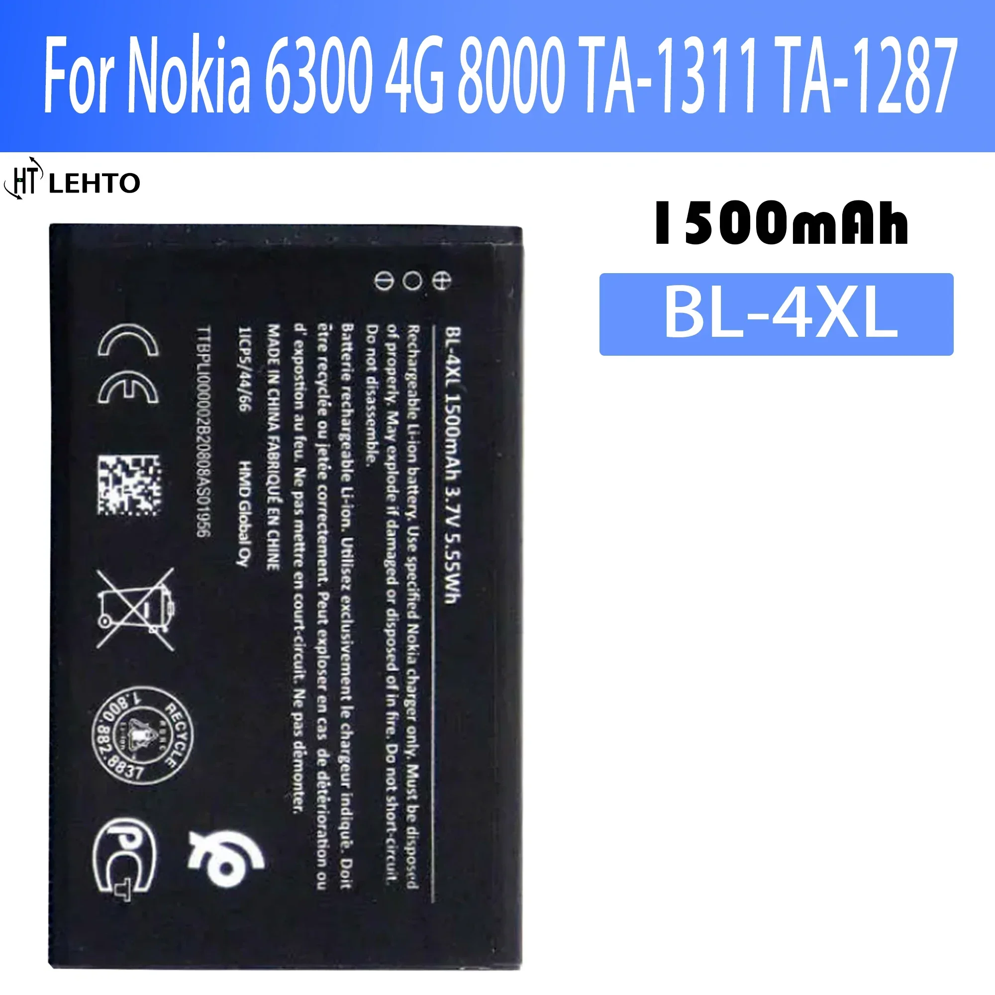 

100% Genuine 1500mAh BL-4XL BL4XL BL 4XL Phone Battery For Nokia 6300 4G 8000 TA-1311 TA-1287 High Quality Batteries