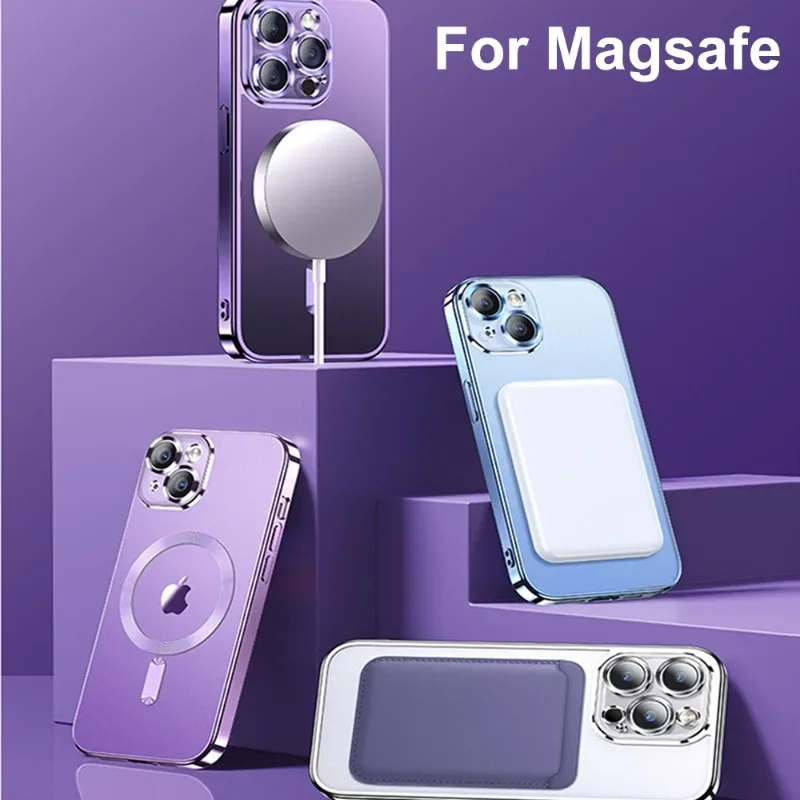 Luxury Plating For Magsafe Magnetic Case For iPhone 17 16 15 14 13 12 11 Pro Max Plus Wireless Charge Cover With Lens Protector - náhled 2