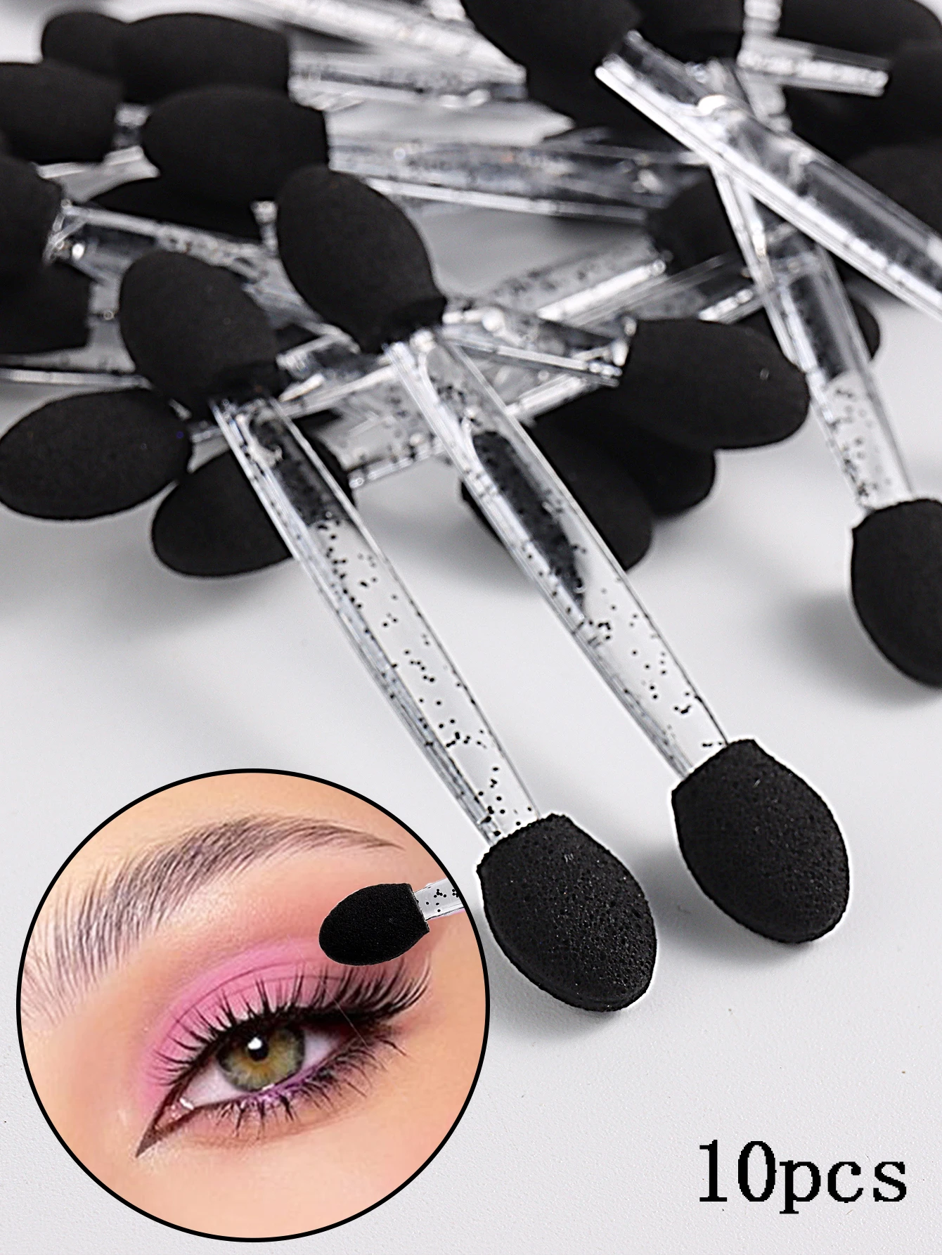 Nagelkunstpinsel, doppelseitig, chromfarben, rosa, schwarz, multifunktionaler Nagelpinsel, Nagelpuder-Applikator, Schwammstäbchen, Nagelzubehör