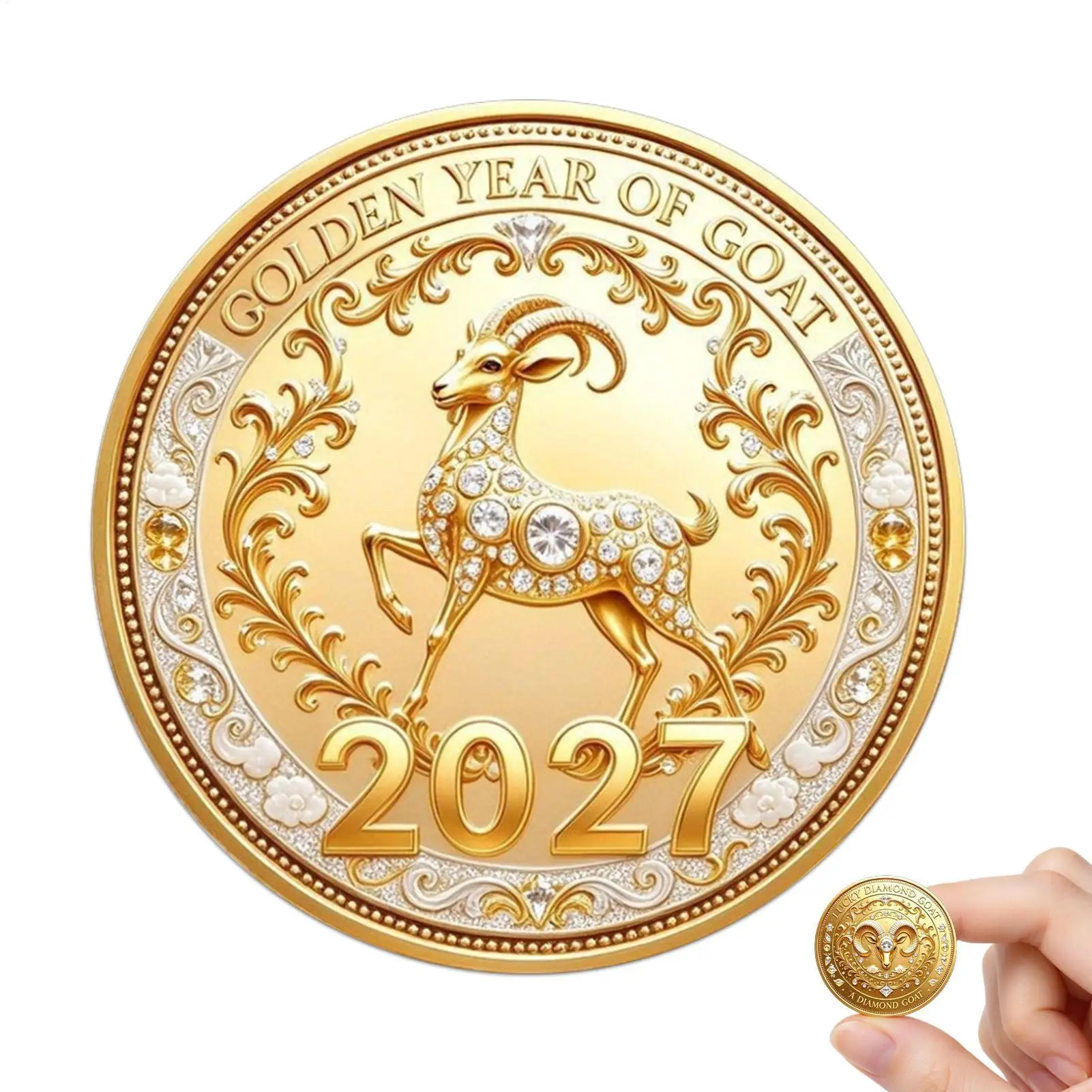 2027 Chinese Year Of The Sheep Commemorative Coin Metal Good Luck Goat Coin For Souvenir New Year Desk Display Cabinet Decor