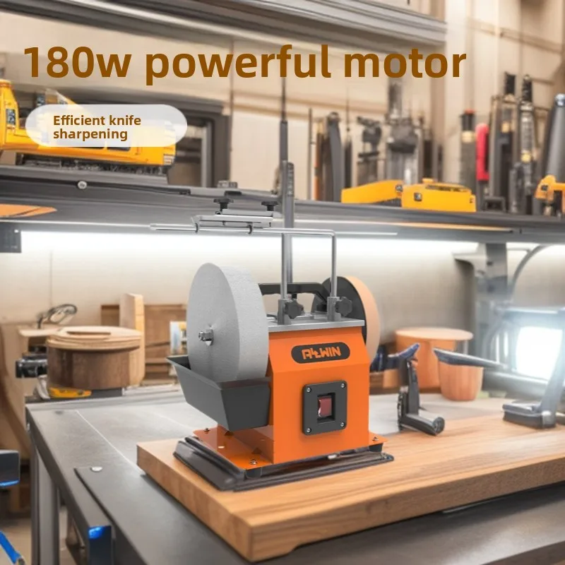 

Настольная точилка для ножей 180 Вт с резервуаром для воды, двумя вращающимися колесами по 250 мм (переднее и заднее), из воловьей кожи