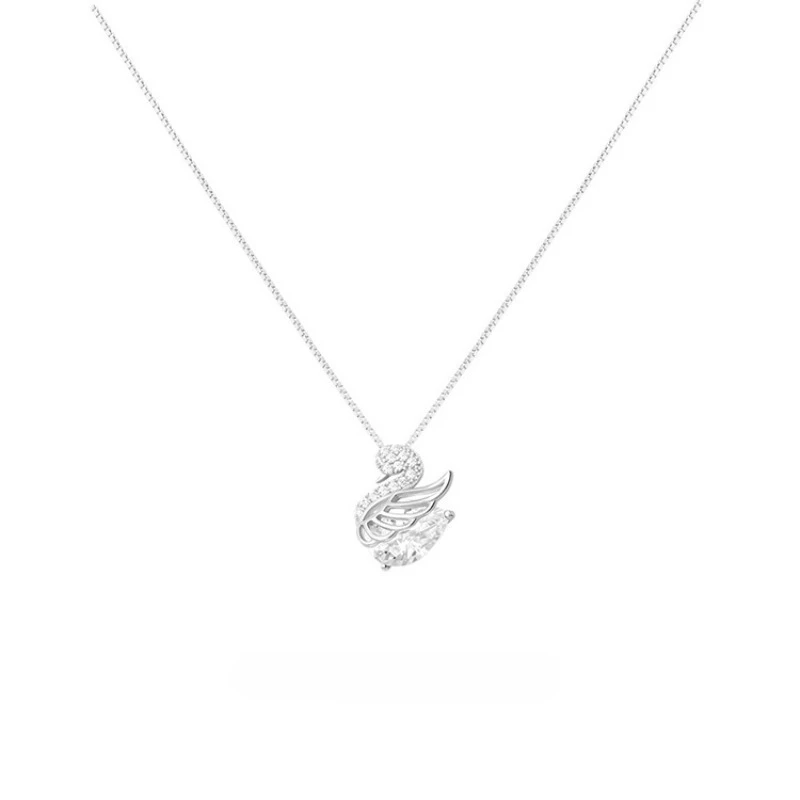 Luxurious Exquisite Sterling Silver Little Swan Gold Color Pendant Necklace for Women Collarbone Chain Jewelry Girlfriend's Gift image 5