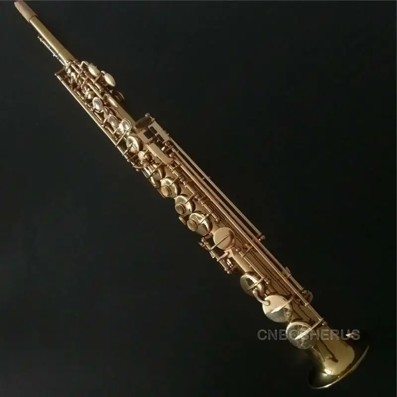 Professional Gold  type Soprano Saxophone Straight Bb Sax With Case