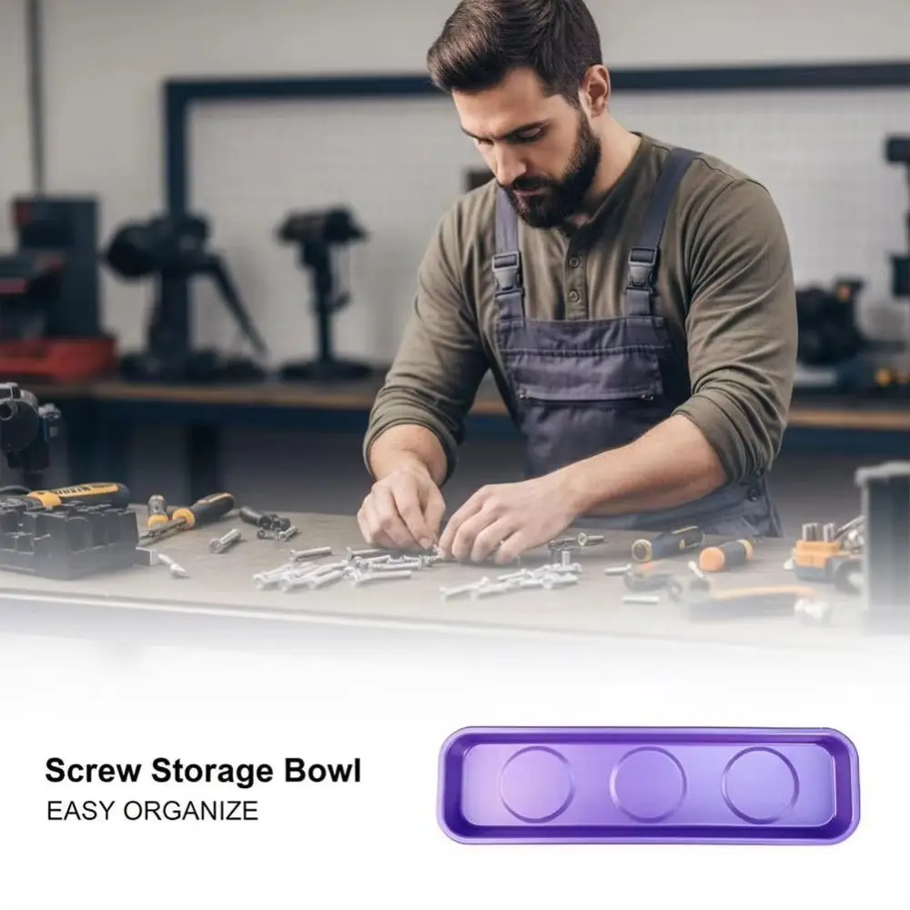 4 Inch /6 Inch Magnetic Parts Tray Purple Nuts,bolts,pins,tools Car Suction Pad Tools Stainless Steel DoubleSided Magnetic Bowl