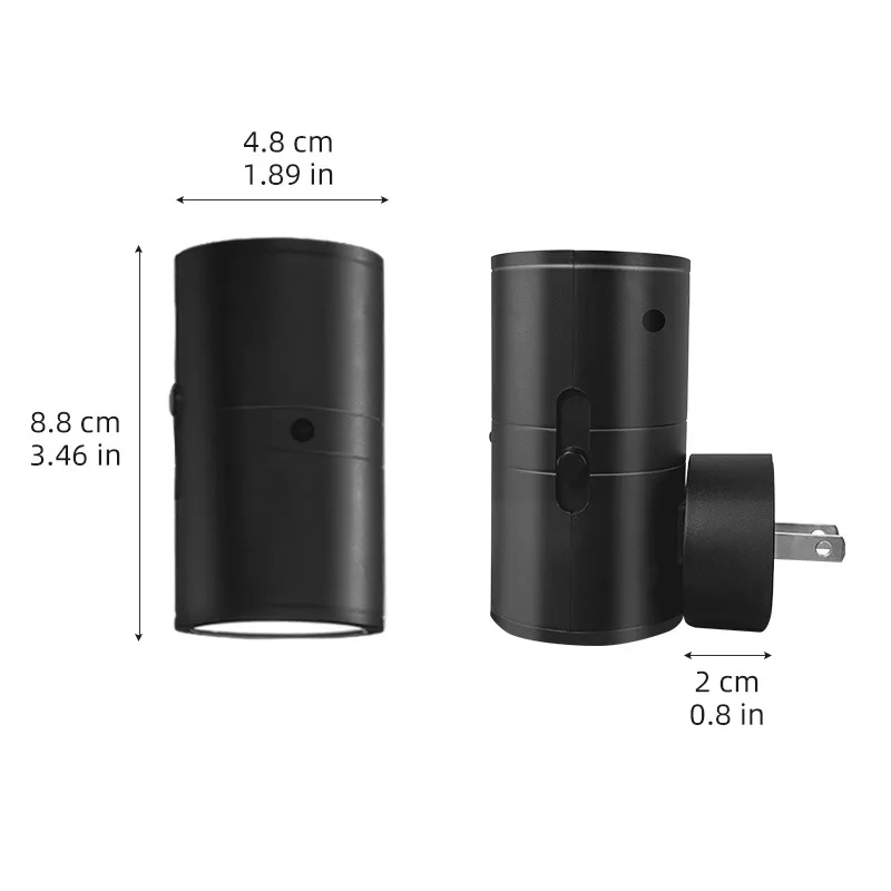 Nightlight Dimmable LED Wall Mounted Dusk To Dawn Night Light Suitable for Corridors Bathrooms Bedrooms Black 1/2/4PCS