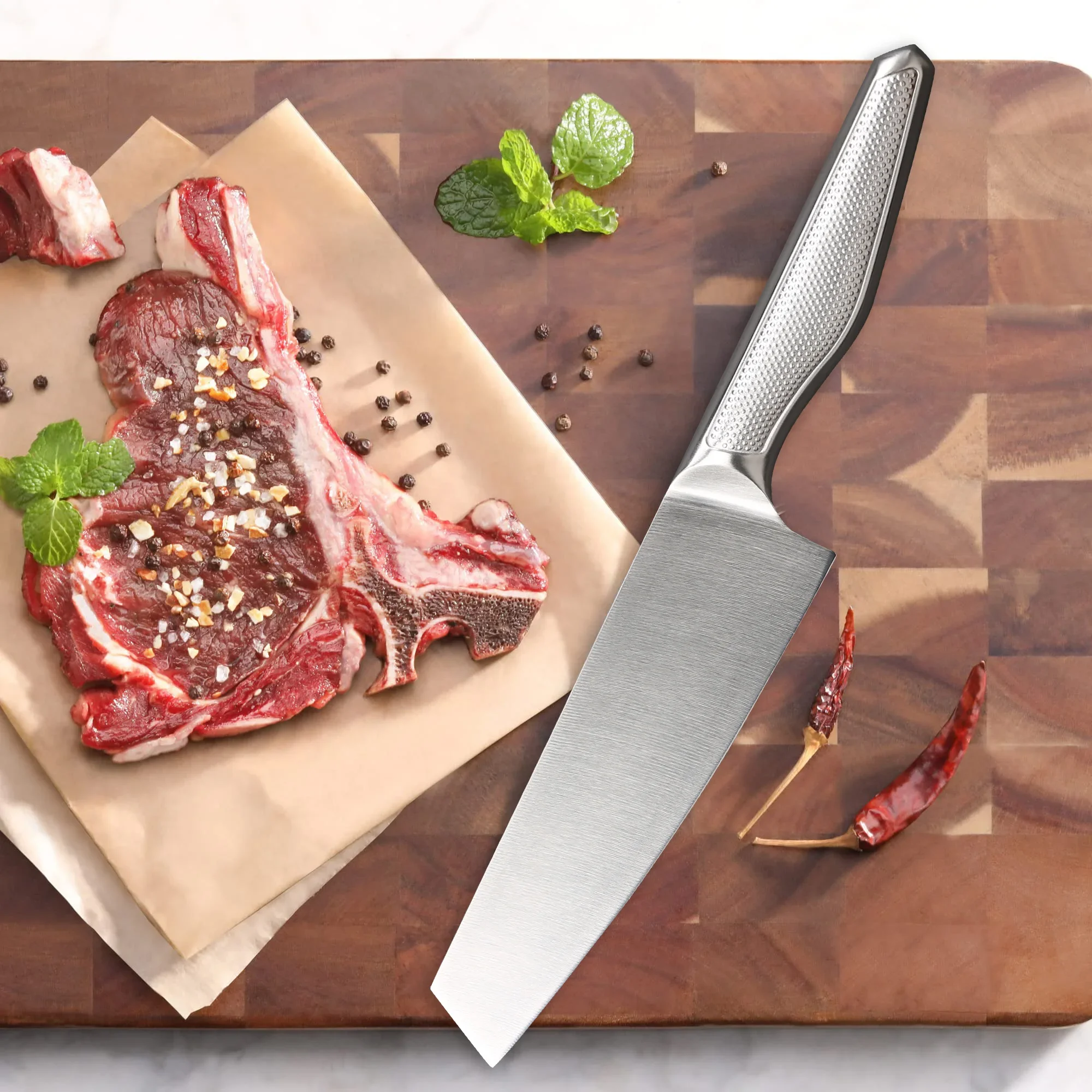 

Profesional Kitchen Knives Japanese Kiritsuke Chef Knife, 1.4116 Steel, 304 Stainless Steel Handle, Kitchen Tools, 7"