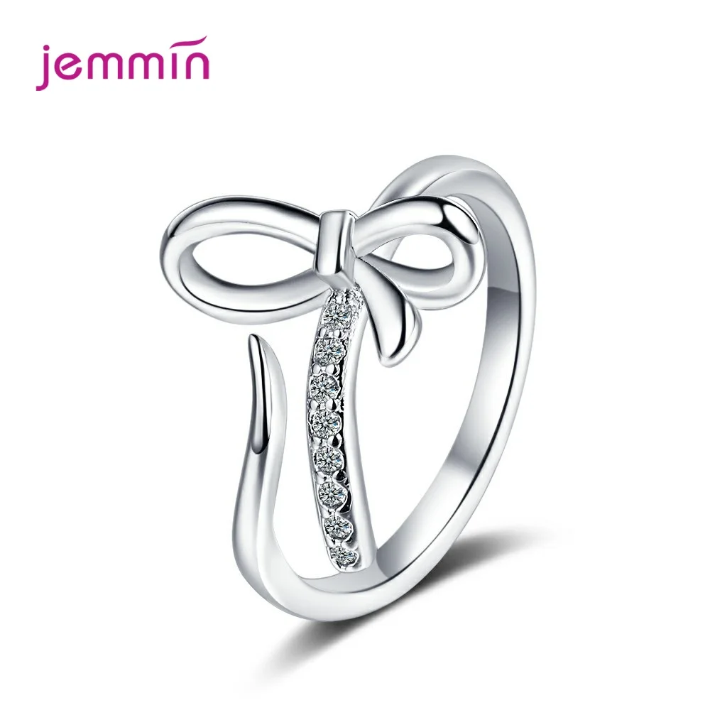 

925 Sterling Silver Cute Crystal Resizable Rings For Women Girls Wedding Engagement Fashion Jewelry Wholesale