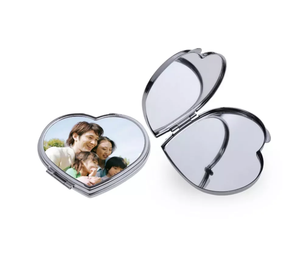 Small Foldable Cosmetic Mirror With Keychain Heat Transfer Print Sublimation Blank Key Chain Mini Metal Makeup Mirror