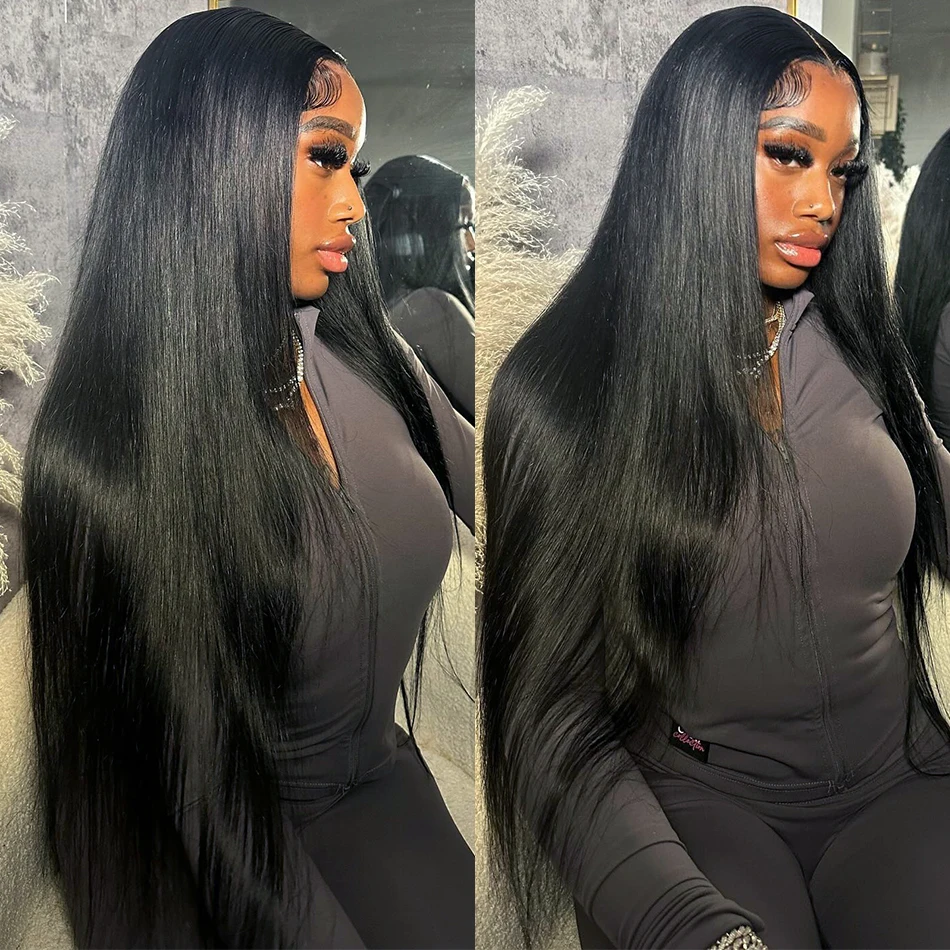 30 38 Inch Bone Straight Transparent Lace Human Hair Wigs Hd Lace Frontal Wig 13x4 13x6  Front Lace Wig 100% Human Hair 250%