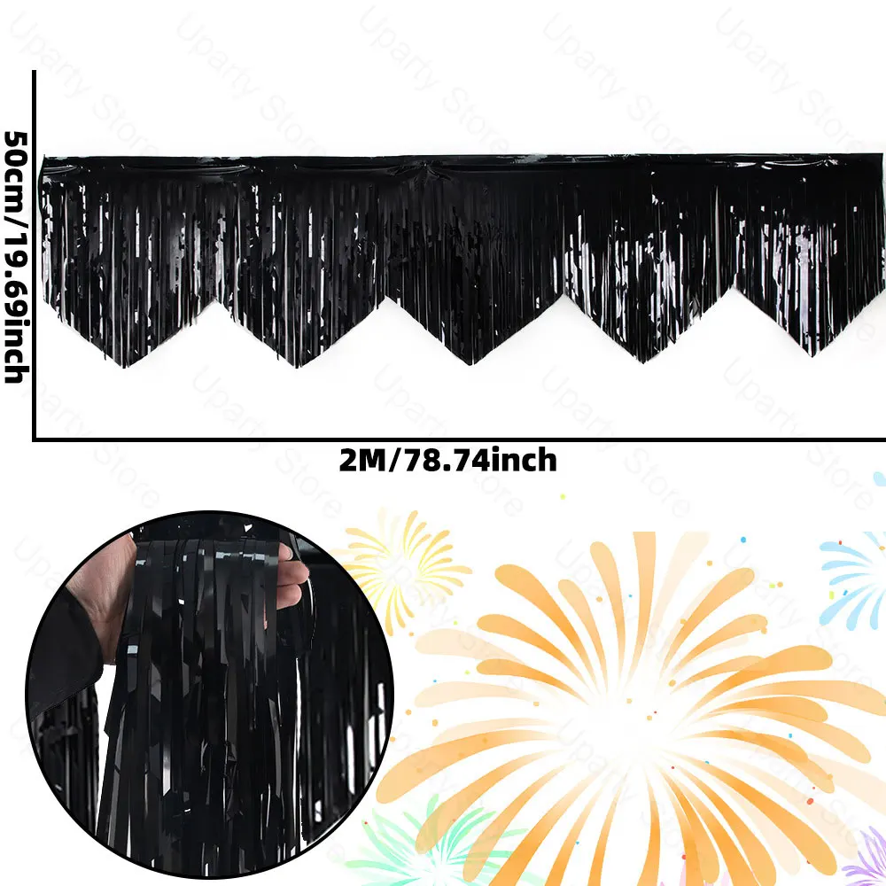 6,56 Fuß Silberfolie Fransen Girlande Hängende Vorhänge Silber Gold Lametta Luftschlangen Banner für Geburtstag Hochzeit Party Hintergrund Dekor – Detail 12
