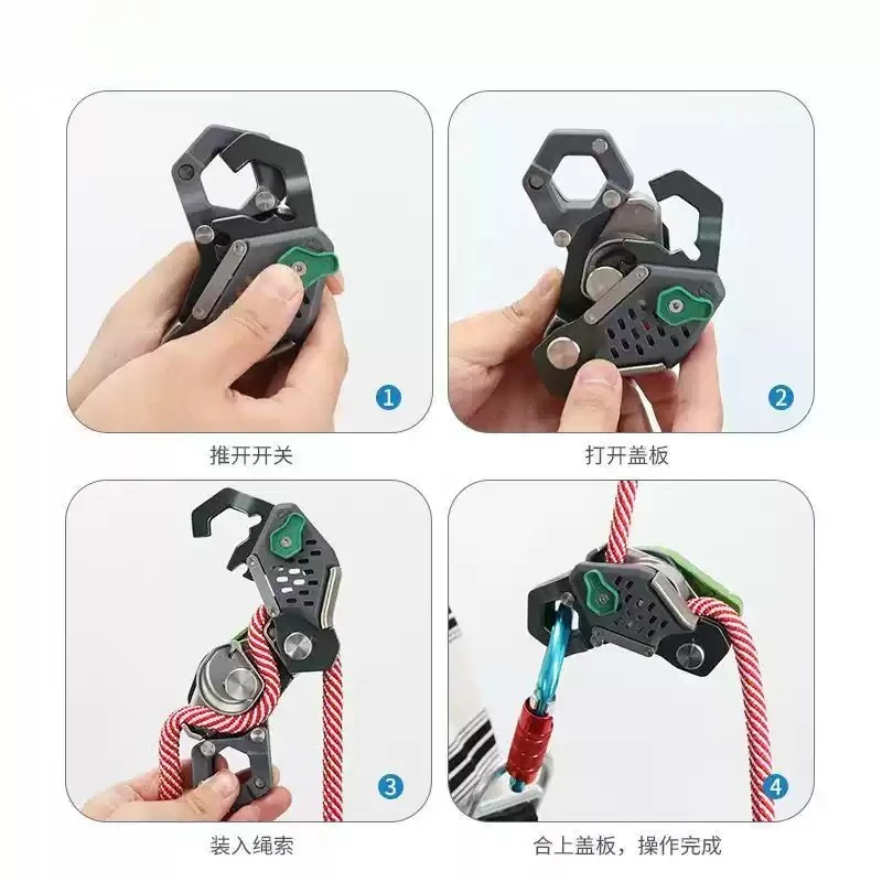 Aluminum‑Alloy Anti‑Panic Hand‑Control Descender Rock Climbing Rappelling Safety Device For Mountaineering High‑Altitude Oper