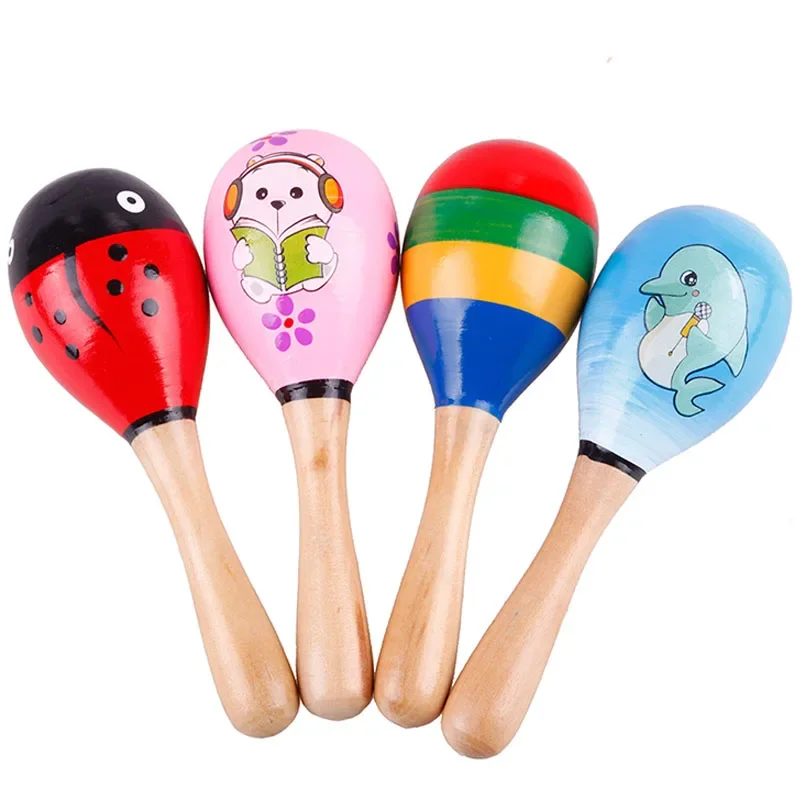 1PC New Fashion Practical Hot Wooden Maraca Wood Rattles Kid Musical Party Favor Child Baby Shaker Toy