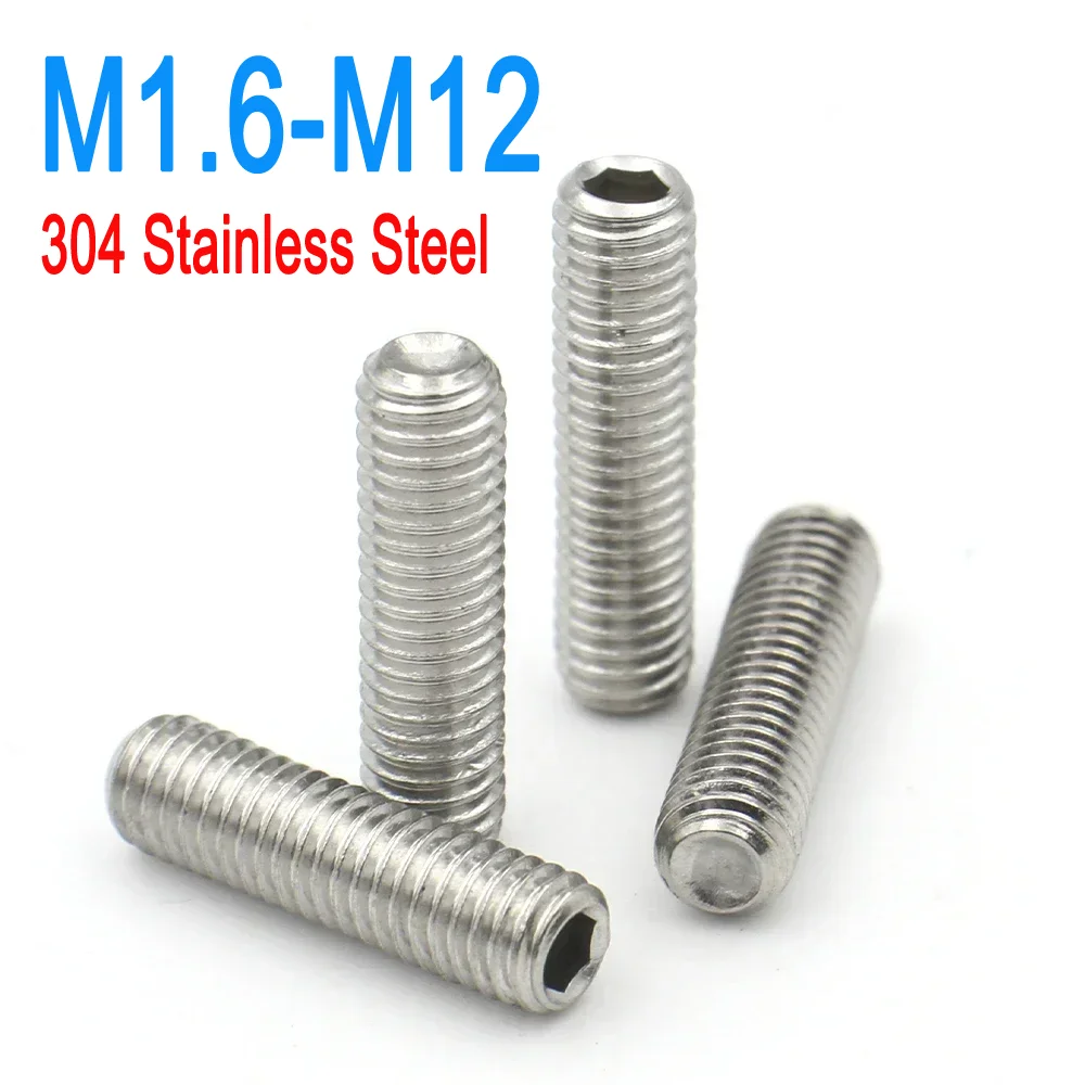 

M1.6 M2 M2.5 M3 M4 M5 M6 M8 M10 M12 DIN916 304 Stainless Steel Hex Socket Headless Set Screws Grub Screw 1/2/5/10/20pcs