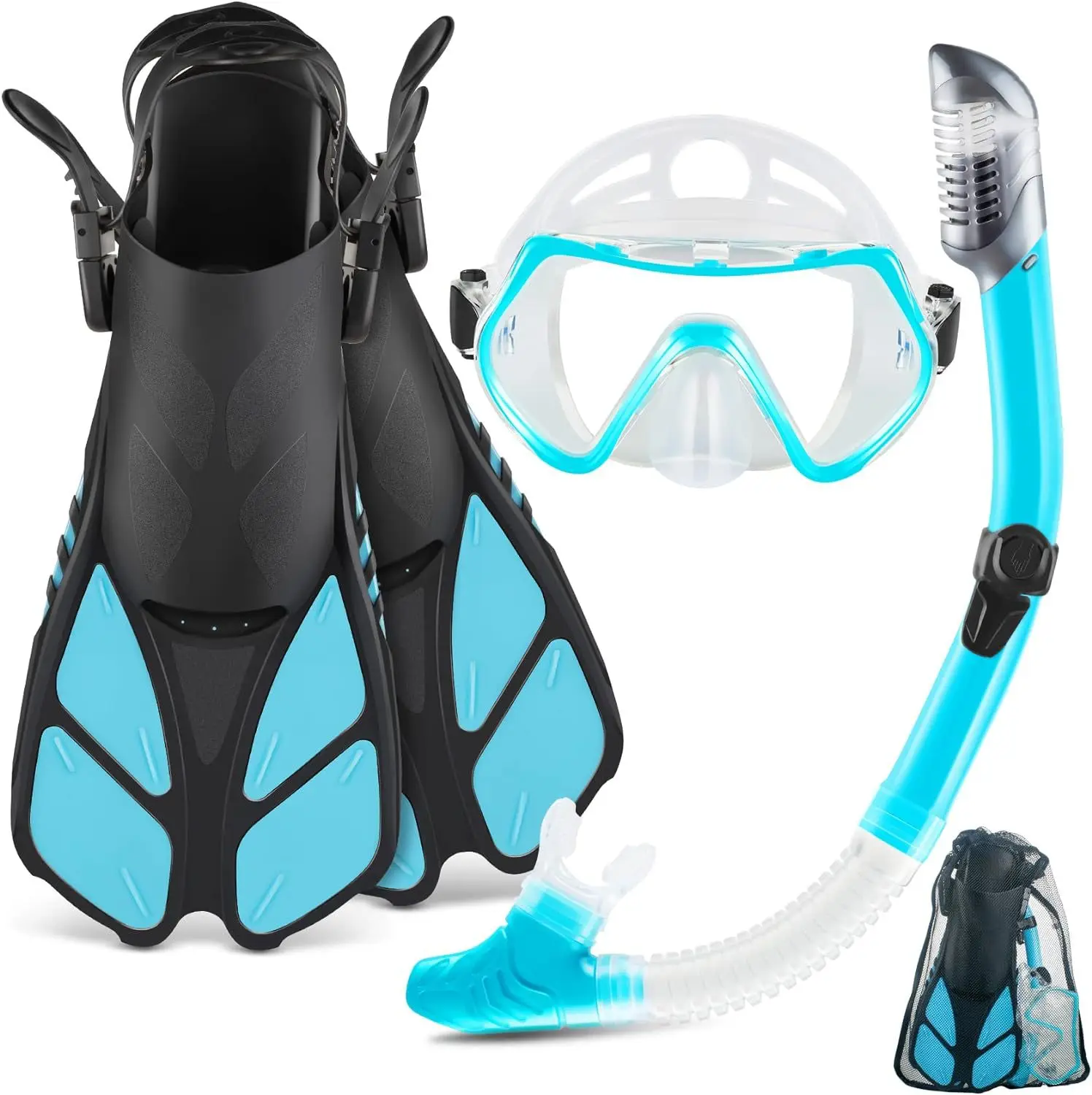 

Tempered glass diving goggles full dry breathing fins snorkeling three-piece set