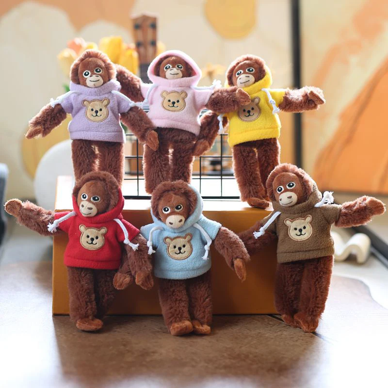 Cartoon Gorilla Soft Stuffed Doll Chimpanzees Monkey Plush Toy Pendant Keychain Backpack Car Bag Key Ring Decor Kid Gift