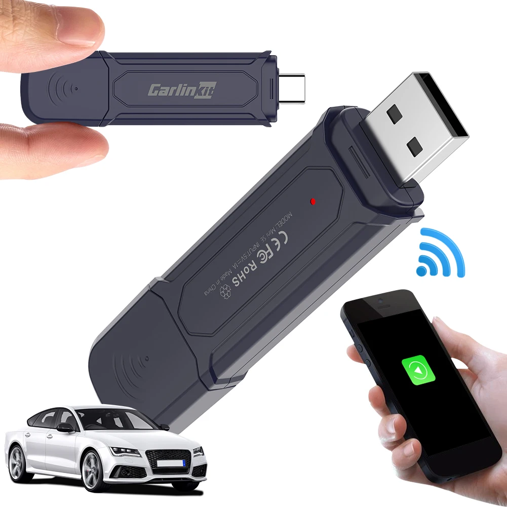 

Wired To Wireless Carplay & Android Auto Wireless Adapter Plug and Play 2.4/5G WiFi for Cars with OEM Wired CarPlay Android Auto