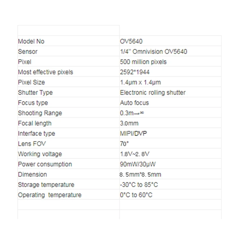 DN-OV5640 Camera Module For ESP32-CAM Soft Board 5 Million Pixels High Definition Auto Focus 24PIN 0.5MM Pitch