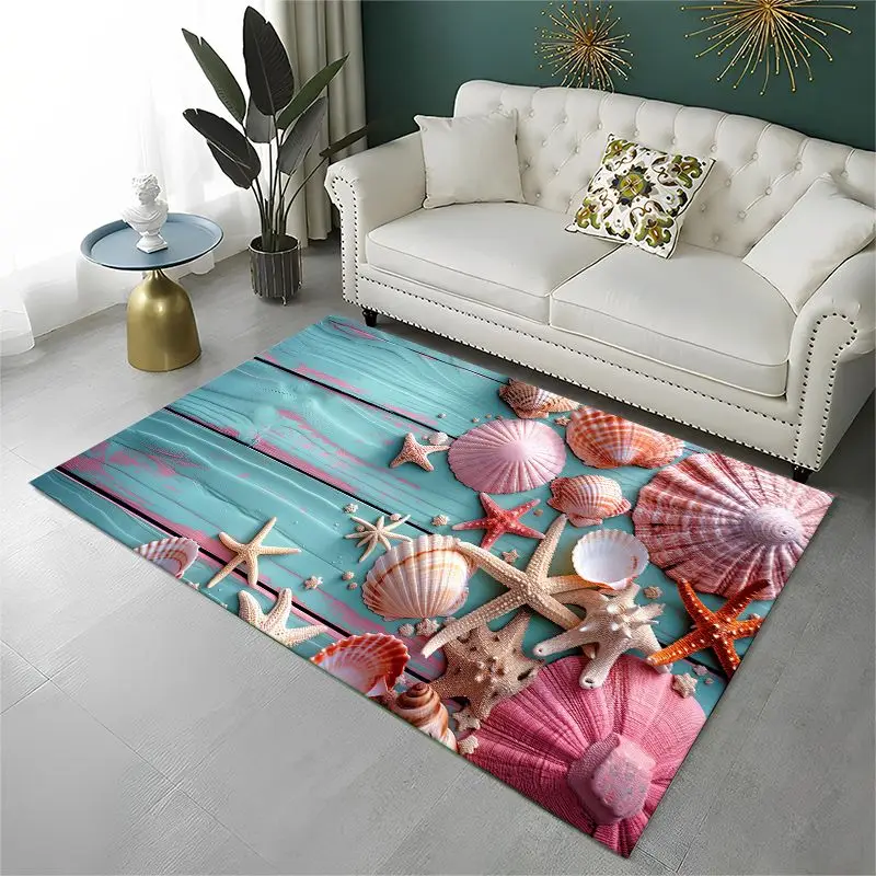 Tropical Beach Starfish Shell Sea Star Large Area Rug Non-slip Carpet for Bedroom Living Room Sofa Doormat Home Decor Floor Mat - view 4