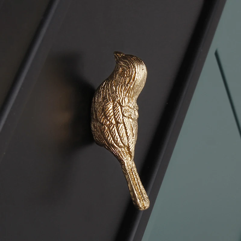 8PCS Solid Brass Bird Furniture Pulls Handles Drawer Knobs Cupboard Wardrobe Closet Dresser Cabinet Door Pulls Knobs Decorations