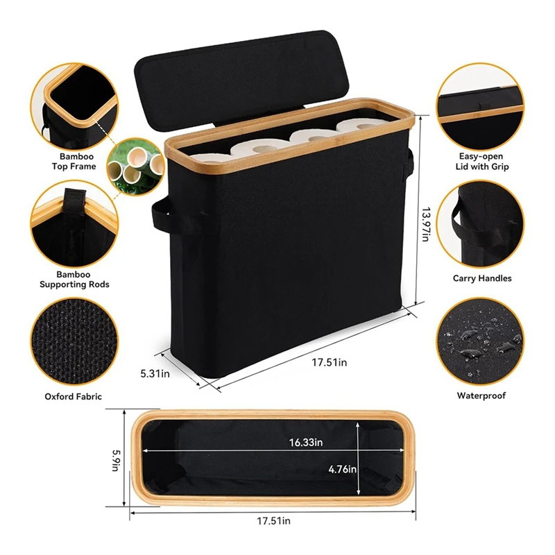 

Rog-eyBamboo Toilet Paper Storage Toilet Paper Stand with Bamboo Lid for Restroom Closet Bathroom