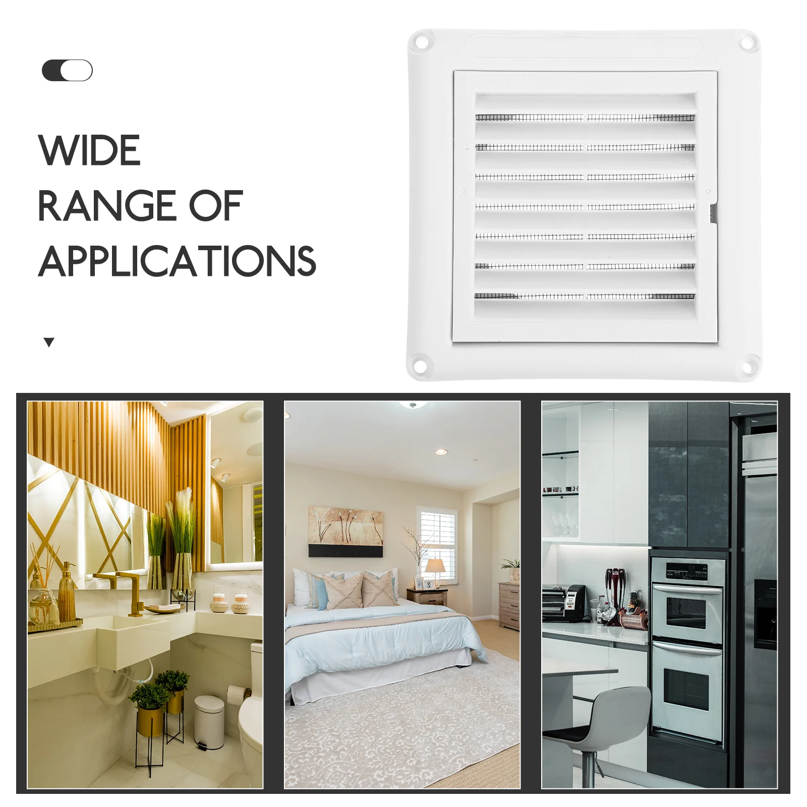 غطاء فتحة تهوية مربع من البلاستيك متين مقاوم للطقس وتدفق هواء العادم والحمام والمكتب والمنزل وشاشة الذبابة سهلة التركيب