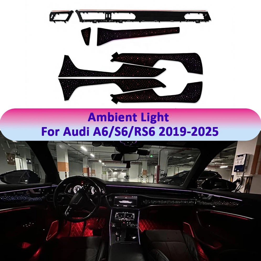 Ambient Light Kit For Audi A6/S6/RS6 A7/S7/RS7 2019-2025 Interior LED 64 Color Symphony Dynamic Atmosphere Lamp APP Control