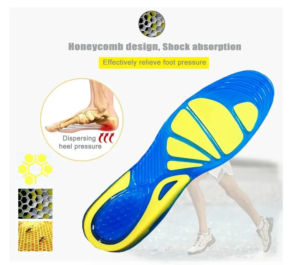New Silicon Gel Insoles Foot Care for Plantar Fasciitis orthopedic Massaging Shoe Inserts Shock Absorption Shoe pad Unisex