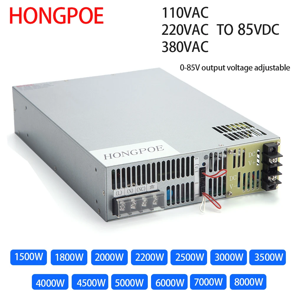 

Adjustable Power Supply 85V 0-5V Analog Signal PLC PMW Control Output Voltage or Current ON/OFF1500~8000W 85VDC Transformer