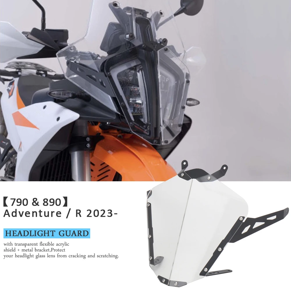 

Motorcycle New Headlight Protector Acrylic Light Lamp Cover Transparent For 790 Adventure ADV R 890 ADVENTURE R 2023 2024