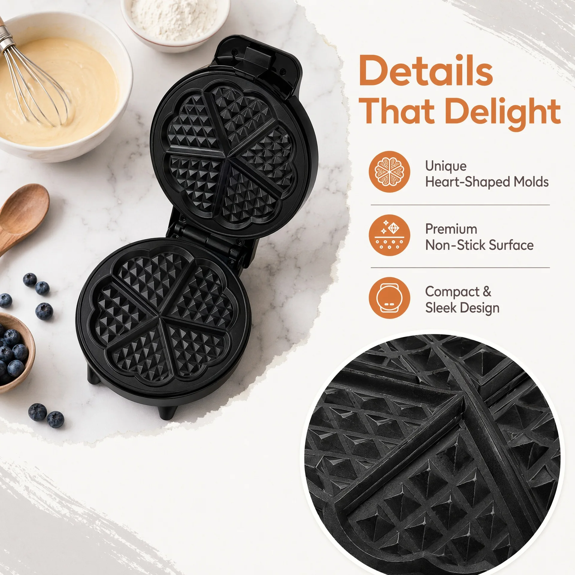 Grenzübergreifende Frühstücksm – Mini Waffle Maker Machine Bewertung und Preis
