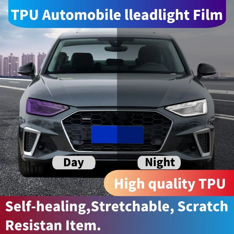 Intelligent UV Color Black Change TPU PPF Photochromic Headlight Film For Any Car Lamp Decor, Anti-scratch,Protectiver Stickers