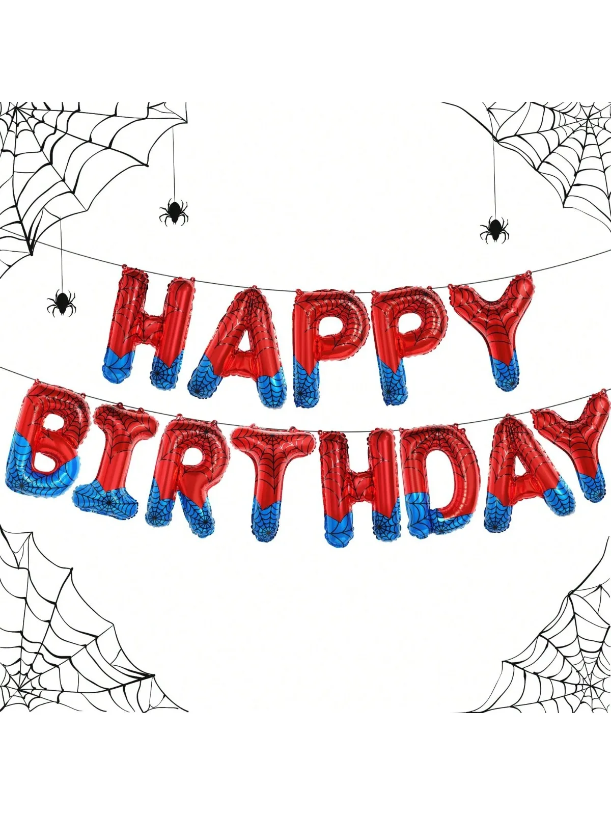 Spinnen-Thema, alles Gute zum Geburtstag, Banner, Luftballons, rote und blaue Buchstaben, Schilder, Superhelden-Geburtstagsparty-Dekoration, Zubehör, Partyzubehör