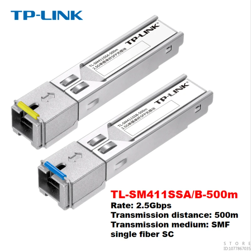 

TP-LINK 2.5G Single-mode Single Fiber SFP Optical Module 500 Meters, SC Optical Port TL-SM411SSA-500m+TL-SM411SSB-500m Pair Set