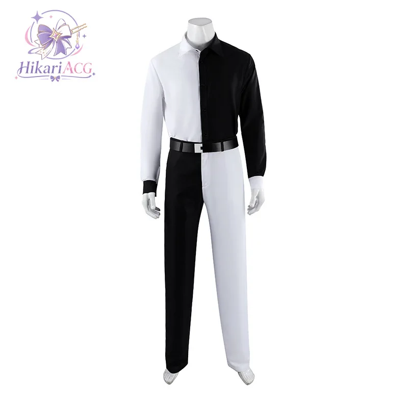 Black White Suit Two Face Cosplay Costume Comic Anime Shoes Full Set Halloween Convention Party Outfit Performance Event Men view 2
