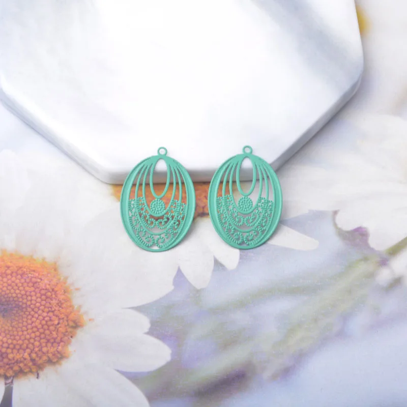 30 Stück AB494 Messing-Schmuckanhänger in Hellgold, ovale Charms für DIY-Ohrringe und Halsketten für Damen – Detail 12