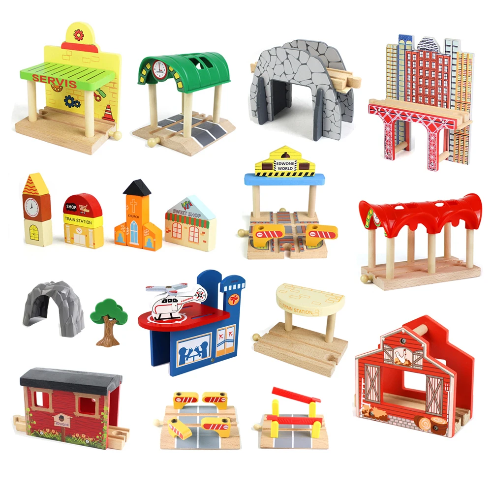 Bulk Toy Scene Accessoriesbridgecave Platformairport Viaduct Compatible Brand Wooden Track Kids Toy Gifts X4