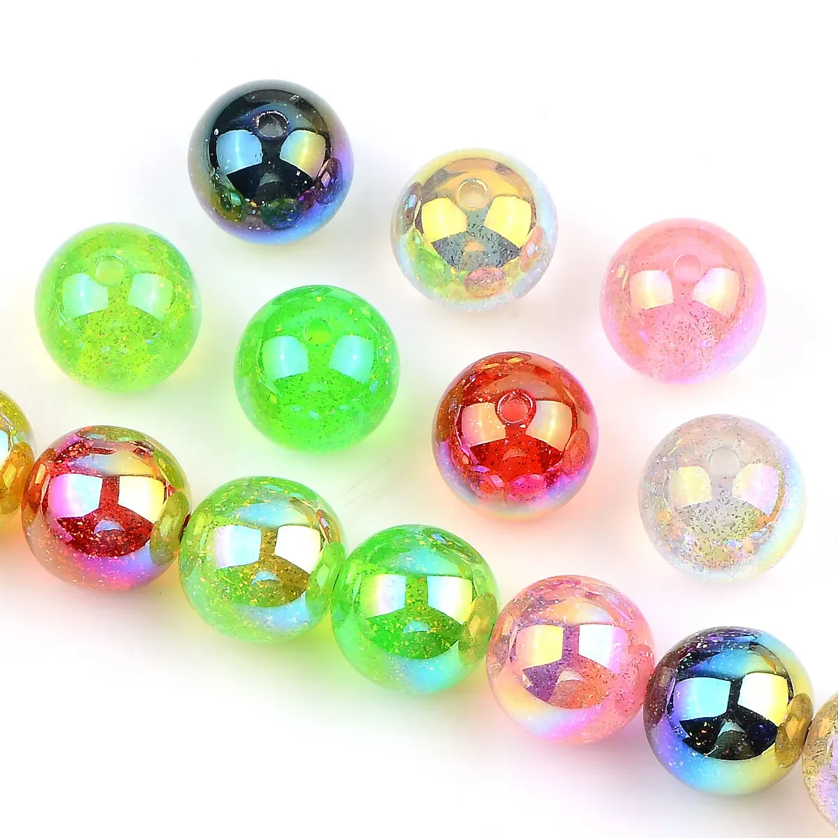 5pcs 1.6cm Random Color Mix Round Twinkling Acrylic Beads DIY Jewelry Makeing DIY Bracelet Earrings Necklace Accessories